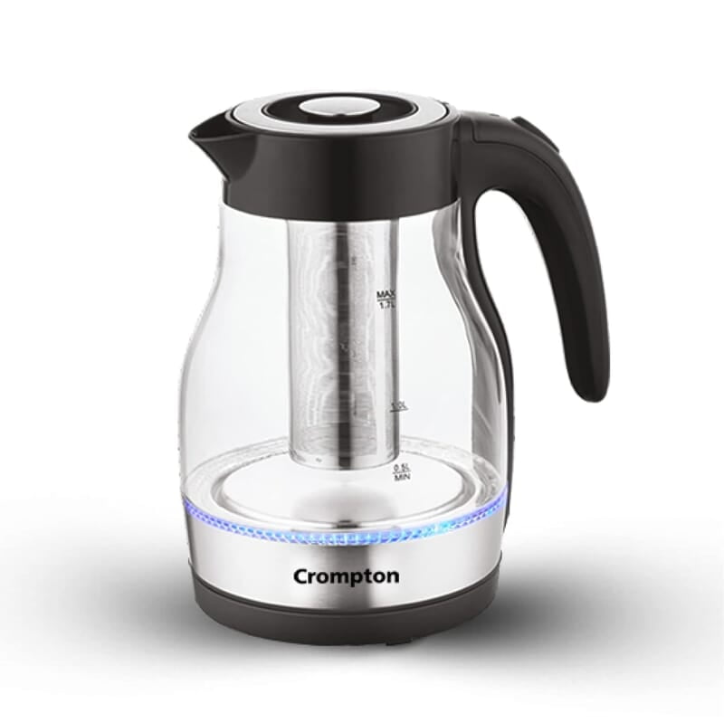 Crompton Deluxehot Glass Electric Kettle 1.7Ltr with Removable Infuser