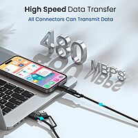 Portronics Omnicord – 60W 4-in-1 Fast Charging Cable, Black. Versatile and efficient, this cable supports multiple devices with rapid charging capabilities, ensuring you stay powered up on the go.