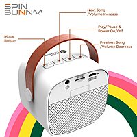 Just Corseca Spin Bunny Karaoke Speaker – Wireless Mic | 2×5W Sound | Bluetooth | White