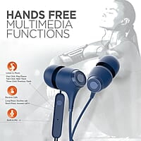 Blaupunkt EM01 in-Ear Wired Earphone with Mic and Deep Bass HD Sound Mobile Headset with Noise Isolation and with customised Extra Ear gels