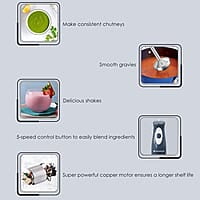 Wonderchef Ultima Plus Electric Hand Blender Easy Control Grip Single Push Button Operation  300W