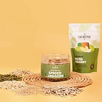 EAT BETTER CO - Five Seed Mix - Spiced Jaggery - Five Super Seeds - Roasted with Jaggery and Indian Spices - Pumkin, Sunflower, Melon, Watermelon, Sesame seeds. Seeds for eating 200gm value pack