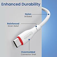POR 3232 Konnect B C-C 100W – Type-C to Type-C Braided Cable | 100W | 1.5M | White | 06 Months