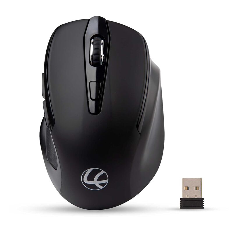 Lapcare Goodie LMW‑222: 2.4 GHz wireless mouse with 1600 DPI sensor, rubber-textured grip, 6 buttons, auto‑sleep mode & tested for 3M clicks.