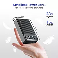Portronics 20K Mini Power Bank – Compact design, 20000mAh capacity, LED indicator, dual output with USB-A & Type-C PD, fast charging support, perfect for on-the-go device charging.