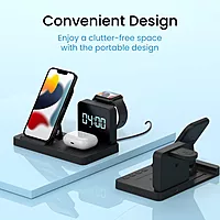 Portronics Bella – 15W 3-in-1 Wireless Charger for Apple Devices, designed for seamless charging of iPhone, AirPods, and Apple Watch. Compact, stylish, and efficient for your tech needs.