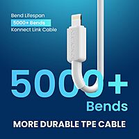 Portronics Konnect Link USB to 8-Pin Cable – 3A Fast Charging | iOS Compatible | 1M | White