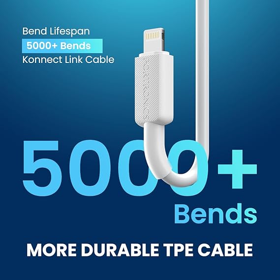 Portronics Konnect Link USB to 8PIN Fast Charging Cable with iOS Compatibility, 3.0A Output, 480Mbps Data Transfer, 1M Length(White) Portronics Konnect Link USB to 8PIN Fast Charging Cable with iOS Compatibility, 3.0A Output, 480Mbps Data Transfer, 1M Length(White)