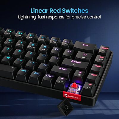 Portronics Hydra 10 Bluetooth + Wireless Keyboard – RGB Backlit | Black | 1 Year Warranty