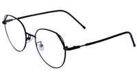 Unisex Round Large Spectacle Frame. Transparent ARC Lens. Black Color Metal Frame.