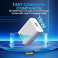 Portronics 1963 Adapto ONE PRO Charger – 3A MACH Charger | Single USB Port | Type-C Cable| White