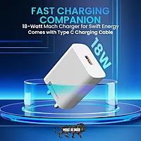 Portronics 1963 Adapto ONE PRO Charger – 3A MACH Charger | Single USB Port | Type-C Cable| White