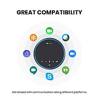 Portronics Talk One Noise Cancellation Conference Speaker – 5M Microphone Coverage | 360° Voice Pickup | Zoom, Skype, Meet, Webinar | Conference Calls | Black