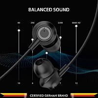 Blaupunkt EM10 in-Ear Wired Earphone with Mic and Deep Bass HD Sound Mobile Headset with Noise Isolation and with customised Extra Ear gels