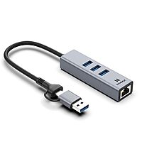 HAMMOK PRIME USB/Type-C Gigabit LAN + Hub 3.0 offers high-speed connectivity with multiple USB 3.0 ports, perfect for expanding your device's capabilities and enhancing productivity on the go.