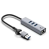 HAMMOK PRIME USB/Type-C Gigabit LAN + Hub 3.0 offers high-speed connectivity with multiple USB 3.0 ports, perfect for expanding your device's capabilities and enhancing productivity on the go.