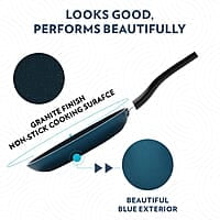 Borosil ProChef Non-Stick Fry Pan, 20 cm, Gas Stove Compatible, Thick Uniform Body for Even Heating, Metal Spoon Friendly, PFOA Free, Blue Exterior, Stir Frying Pan for Eggs, Cutlets, 1 Year Warranty