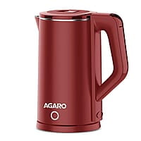 AGARO Elegant Electric Kettle, 1.8L, Double Layered Kettle, Stainless Steel Inner Body Red