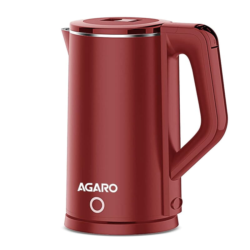 AGARO Elegant Electric Kettle, 1.8L, Double Layered Kettle, Stainless Steel Inner Body Red