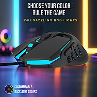Lapcare Champ LGM-105 Gaming Mouse – Adjustable 3600 DPI | 6 Programmable Buttons | RGB Backlighting | 1 ms Polling Rate | Braided USB Cable | PC & Laptop Gaming Mouse