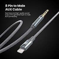 Portronics iKonnect L Plus Lightning to 3.5mm AUX Cable 1m – Braided Audio Cable