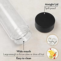 Borosil Neo Glass Water Bottle with Black Stainless Steel Lid | 550ml, Borosilicate Glass, Extreme Temperature Resistant, For Hot & Cold | Bottle for Water, Milk, Lassi, Juice | Transparent (2 pc Set)