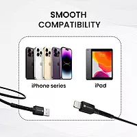 Portronics POR 2158 Konnect X USB-A to Lightning Cable – 3A | Braided | 1m Black