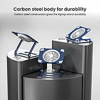 Portronics My Buddy K10 Laptop Stand – Metal Build | Foldable & Extendable | Cooling Fan | Grey