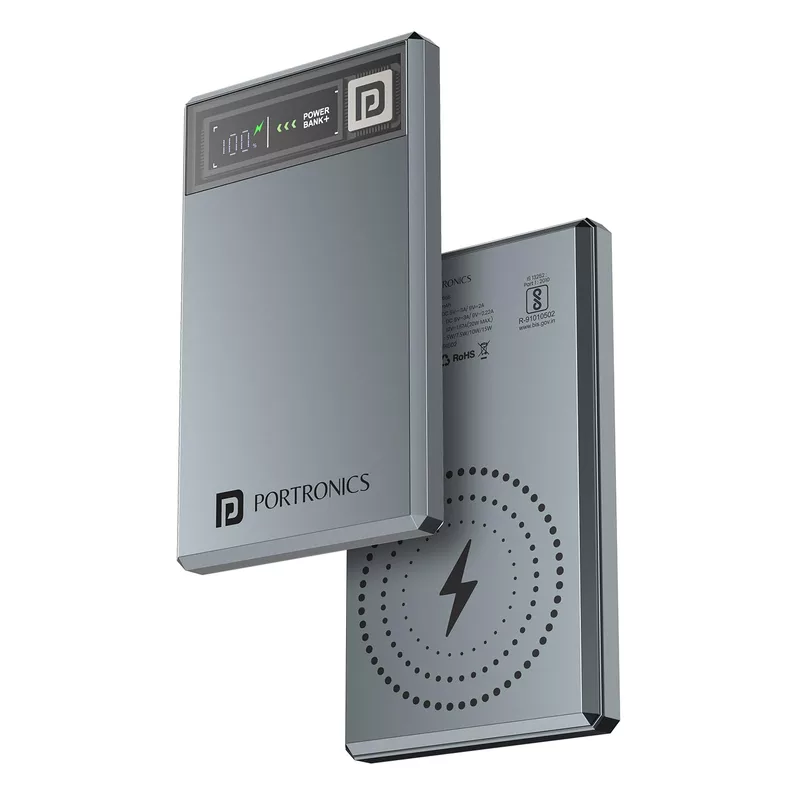 Portronics Magclick 5K is a 5000mAh magnetic wireless charger designed for convenience. It offers fast charging, portability, and a sleek design, making it perfect for on-the-go power needs.