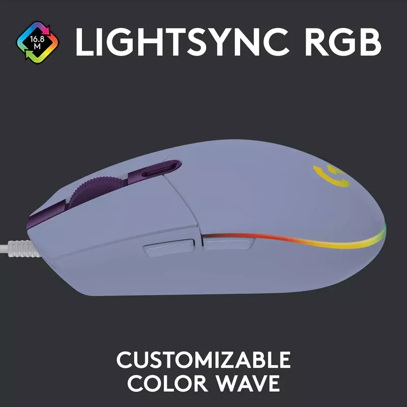 LOGITECH LIGHT SYNC WIRED GAMING MOUSE G203-MediumSlateBlue
