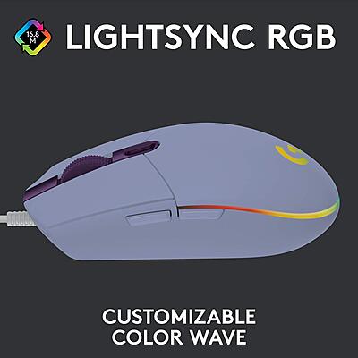 LOGITECH LIGHT SYNC WIRED GAMING MOUSE  G203-MediumSlateBlue