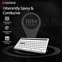 Coconut Evolve Multi-Device Wireless Keyboard (Slim & Portable, 1 Year Warranty)