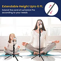 Portronics Lumistick Pro – 360° Smart Selfie Stick: Capture amazing selfies with 360° rotation, Bluetooth, and built-in LED light.