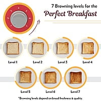 Borosil Krispy Pop-up Toaster, 2-Slice Toaster, 7 Browning Settings, Removable Crumb Tray, 800 W, Red