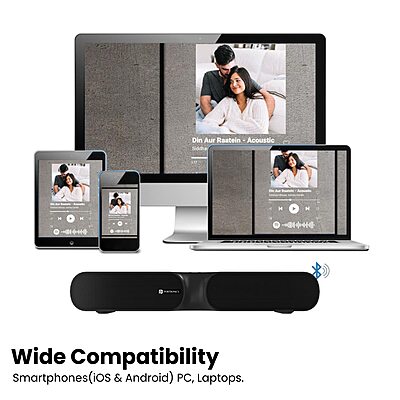 Portronics POR 1734 Decibel 20 Mini Soundbar – 16W | BT 5.0 | TWS | MicroSD | USB | AUX | FM