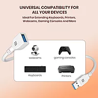 Portronics UniConnect 1.5M USB Cable – Male to Female | 1.5M | White | 1 Year Warranty