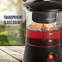 Havells Crystal Tea-Coffee Maker Glass with Filter Basket Indicator Light Transparent Glass Carafe 600 W