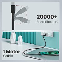 POR 2883 Konnect Core 3 C-C – 60W Type-C to Type-C PVC Cable | 1M | Black | 06 Months