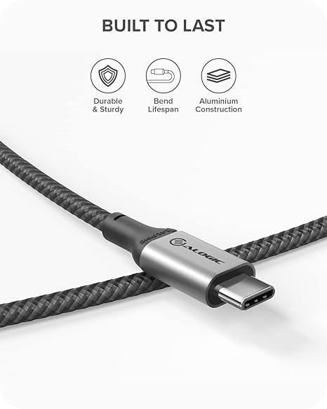 ALOGIC Super Ultra USB-C to USB-C Cable - Male to Male – 1.5m –USB 2.0 - 5A - 480Mbps - Space Grey | ULCC21.5-SGR