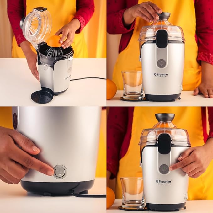 BREWINE CitrusMatic Pro Automatic Citrus Juicer – 50W Electric Orange & Lemon Juicer, Easy to Clean BREWINE CitrusMatic Pro Automatic Citrus Juicer – 50W Electric Orange & Lemon Juicer, Easy to Clean