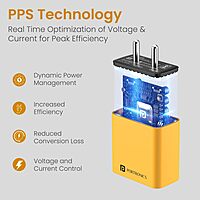 Portronics Adapto 65M 65W Triple Port GaN Fast Charger | Dual Type-C PD + USB-A Yellow