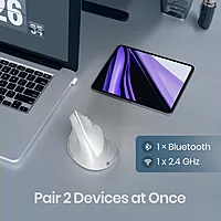 Portronics Toad Ergo 4 Wireless Mouse – Dual Mode BT & 2.4GHz | White | 1 Year Warranty