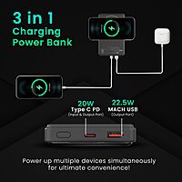 Portronics Luxcell Mini 10K – 15W Magnetic Wireless Power Bank offers fast charging with a sleek design. Compact and portable, it ensures your devices stay powered on the go. Perfect for travel!