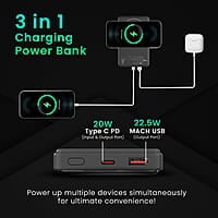 Portronics Luxcell Wireless Mini 10k 10000mAh 15W Magnetic Wireless Fast Charging Smallest Power Bank with 22.5 Wired Output