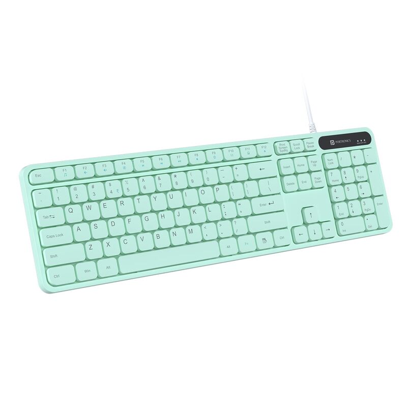 Portronics Ki-Pad 3 Blue USB Keyboard – Full Size offers a comfortable typing experience with its sleek design, responsive keys, and reliable connectivity, perfect for home or office use.