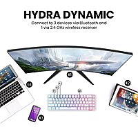 Portronics Hydra 10 Mechanical Wireless Gaming Keyboard – Bluetooth 5.0 + 2.4GHz | RGB Lights 16.8 Million Colors | Type-C Charging | Compatible with PC, Smartphone & Tablet | Brown