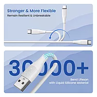 Portronics 2719 Silklink Lightning Cable – 3A USB-A to Lightning | Soft Silicon Cable | 1M | White