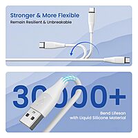 Portronics 2719 Silklink Lightning Cable – 3A USB-A to Lightning | Soft Silicon Cable | 1M | White