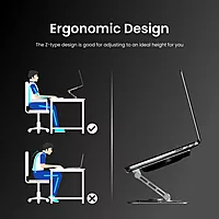 Portronics Laptop Stand – RGB Lighting, Cooling Fan & 360° Rotation