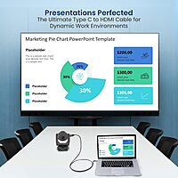Portronics Vision C – Type-C to HDMI 4K Cable, 1.8M, offers 4K video output. Ideal for laptops, tablets, and smartphones.